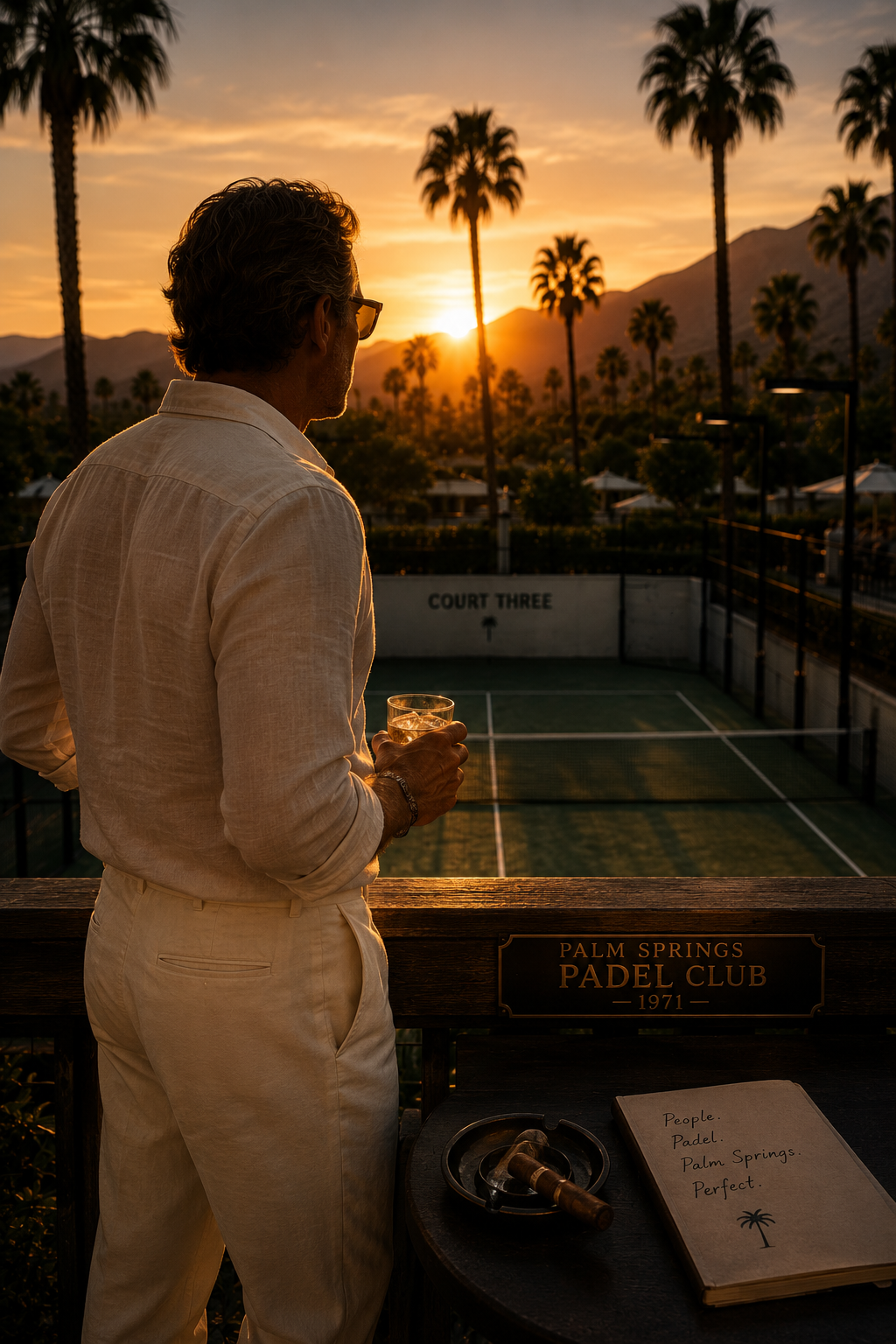 Court Three at sunset β Palm Springs Padel Club